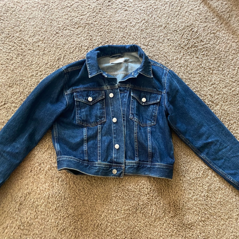 everlane cropped denim jacket size large
